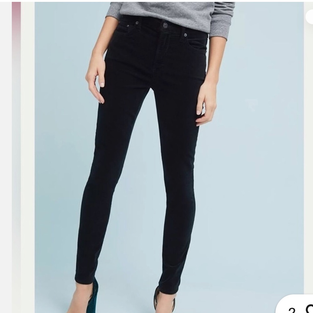Citizen of humanity black velvet rocket high rise skinny jeans